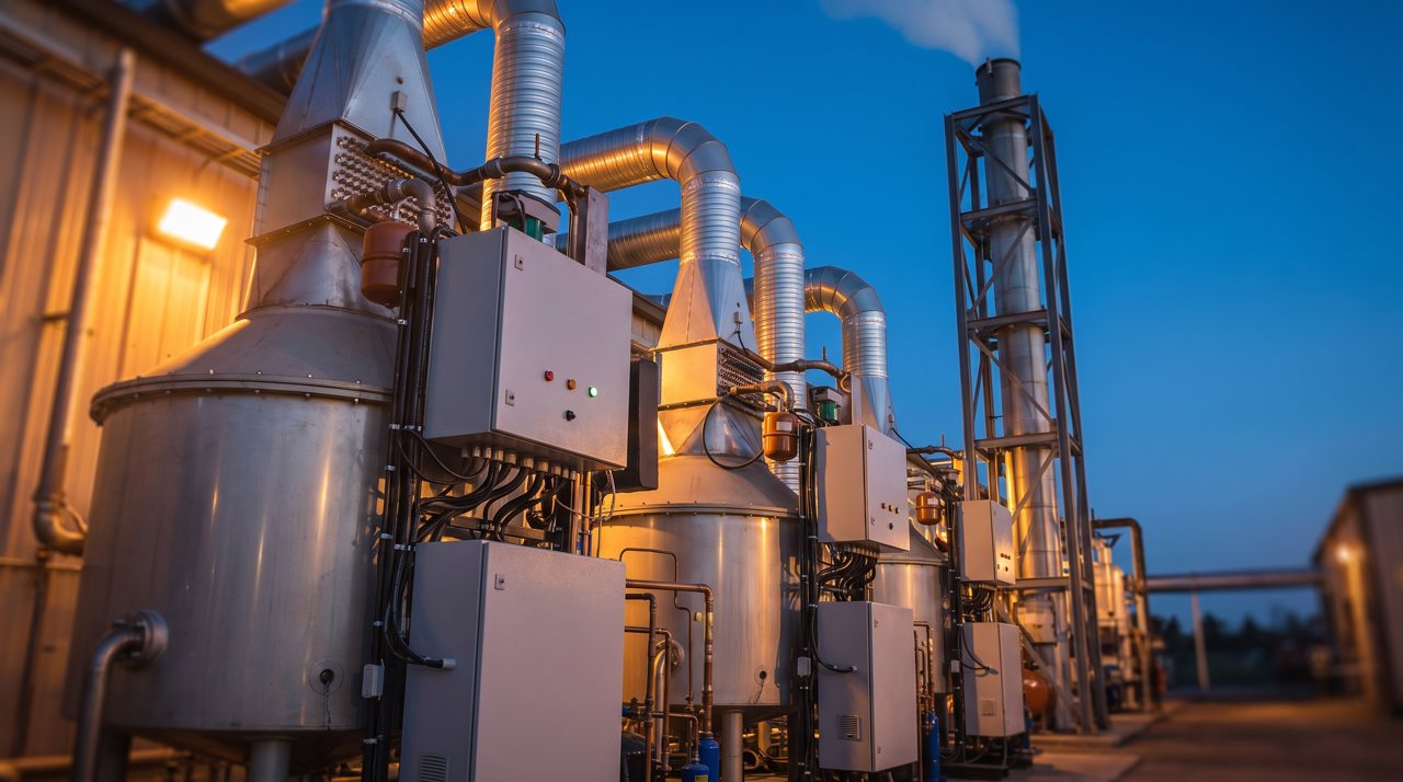 THE CAN units at a gas-engine power plant in evening light